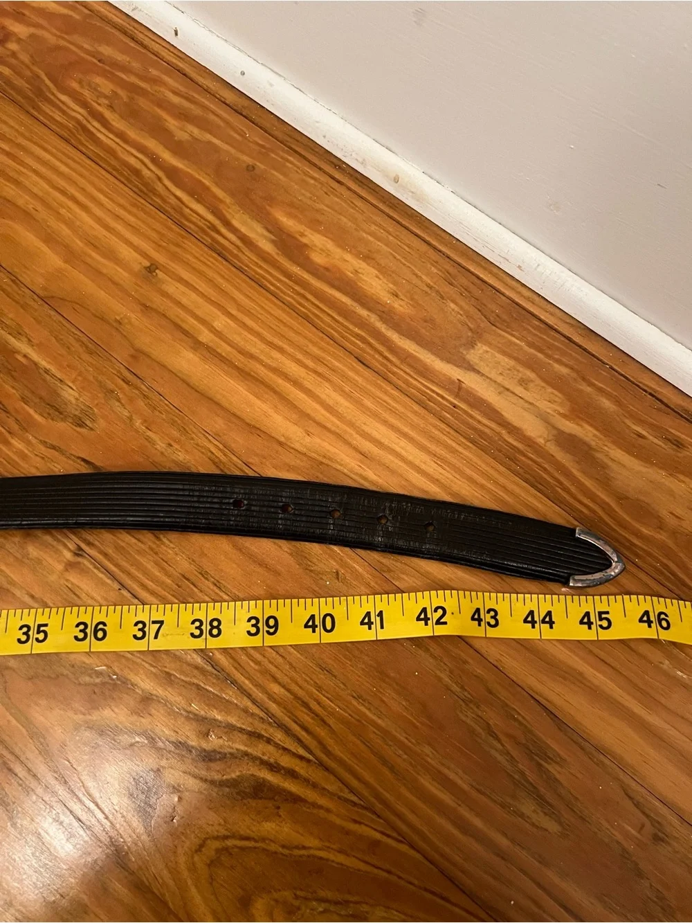 Men’s Martin Dingman Black Striped Genuine Italian Calfskin Leather Belt Sz 40